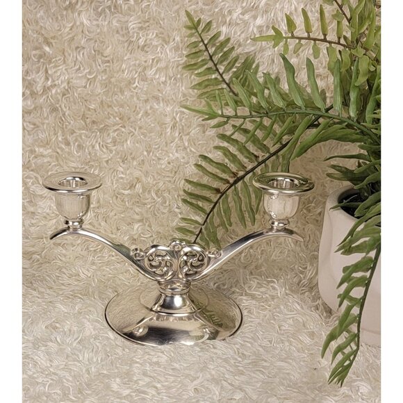 Vintage 1960s Oneida Silverplate Double Taper Candle Holder - Picture 13 of 14